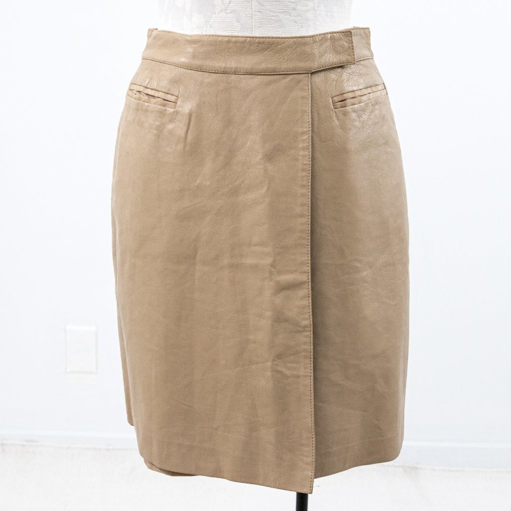 Fendi 6 Reversible Leather FF Logo Print Skirt Tan Vintage NWOT - Picture 15 of 16